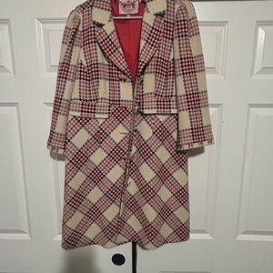 Juicy Couture Red and Cream Plaid Blazer